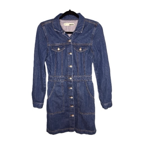 Topshop Denim Long Sleeve Button Down Dress size 4 - Picture 2 of 10
